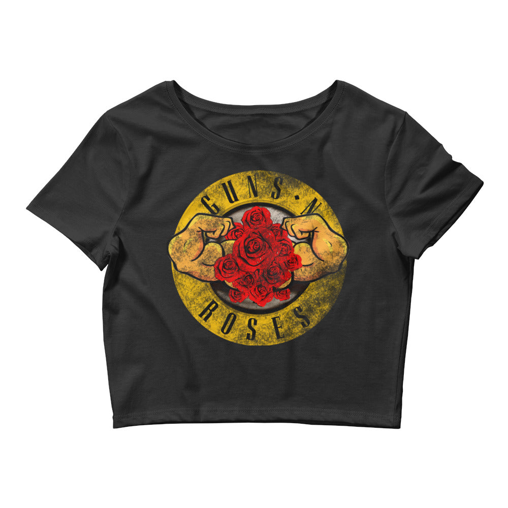 Women’s MUSCLES N ROSES Crop Tee