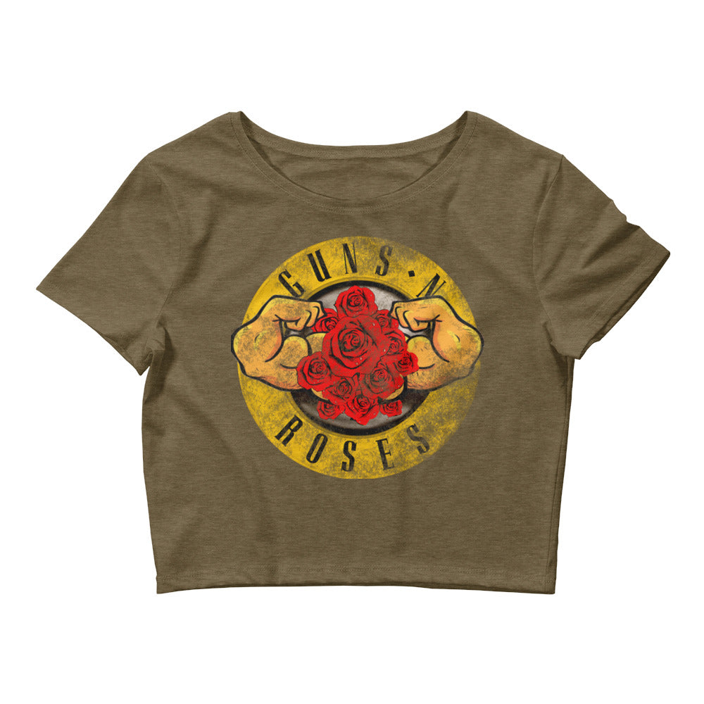 Women’s MUSCLES N ROSES Crop Tee