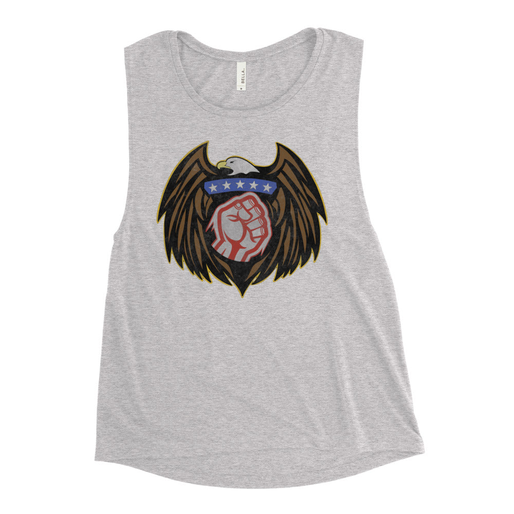 Red White and STRONGER Ladies’ Muscle Tank