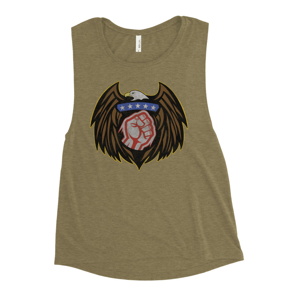 Red White and STRONGER Ladies’ Muscle Tank